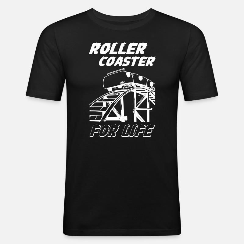 Roller Coaster For Life - Männer Slim Fit T-Shirt - Schwarz
