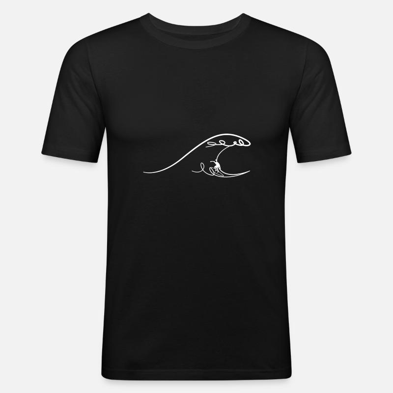 Welle - Männer Slim Fit T-Shirt - Schwarz