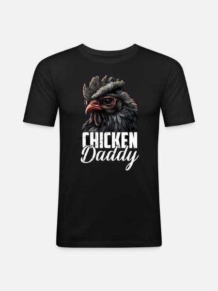 Kyckling Pappa Kycklingar Fars dag Fjäderfä Bonde Tupp - Slim Fit T-shirt herr - svart