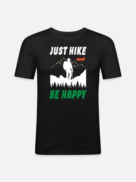 Just Hike And Be Happy - Men's Slim Fit T-Shirt - black