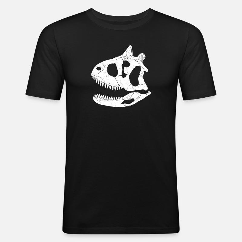 Carnotaurus Fossil Schädel - Männer Slim Fit T-Shirt - Schwarz