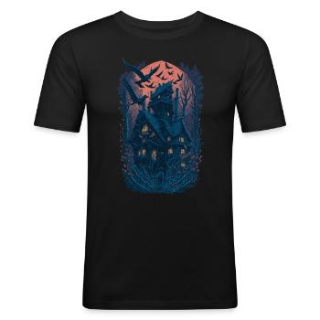 Creepy Horror Movie Fan Design - Men's Slim Fit T-Shirt - black - Front - Nik (191cm)