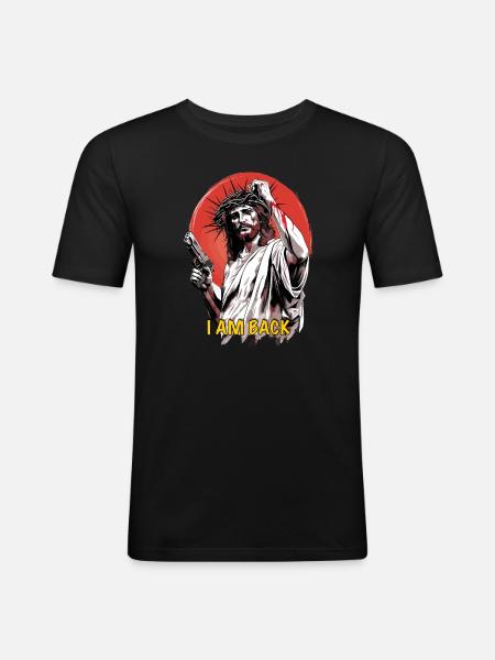 Jesus i am back - Men's Slim Fit T-Shirt - black