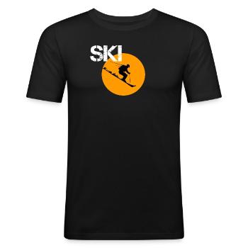 Ski Design in gelb - Männer Slim Fit T-Shirt - Schwarz - Vorne - Nik (191cm)