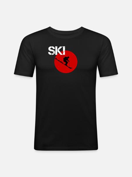 Ski design in red - Men's Slim Fit T-Shirt - black