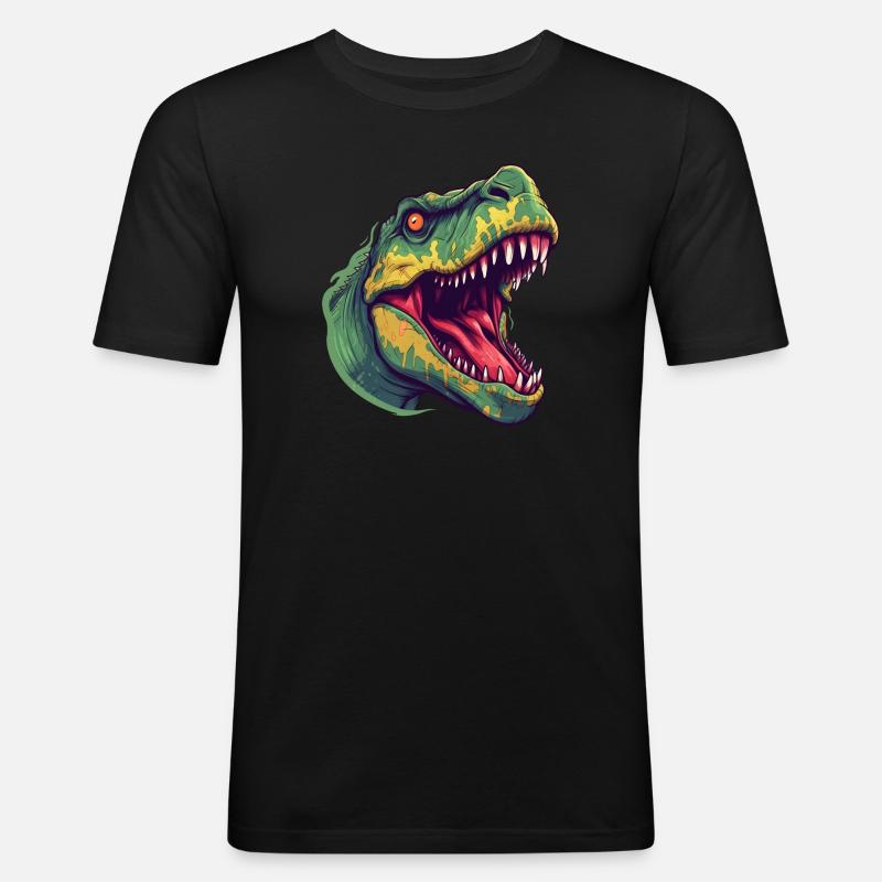 T-Rex - Männer Slim Fit T-Shirt - Schwarz