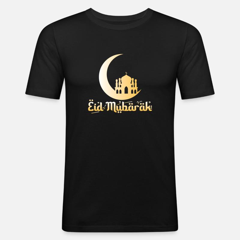 Eid Mubarak - Männer Slim Fit T-Shirt - Schwarz