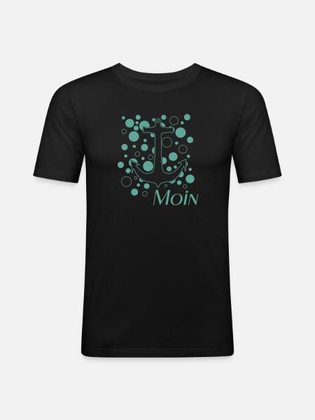 Moin Anker Hamburg Skipper - Männer Slim Fit T-Shirt - Schwarz