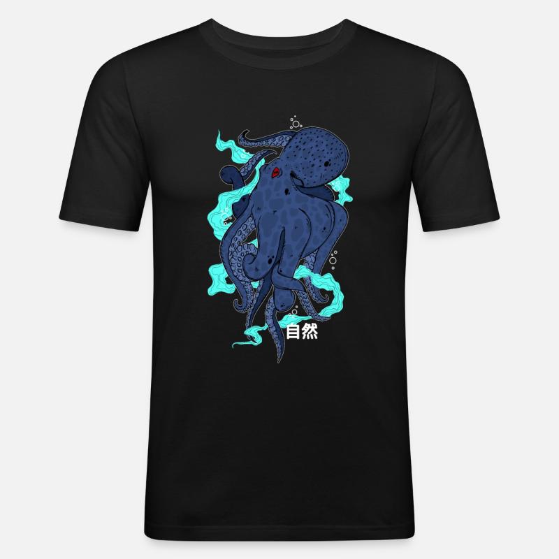 Octopus octopus octopus lamprey - Men's Slim Fit T-Shirt - black