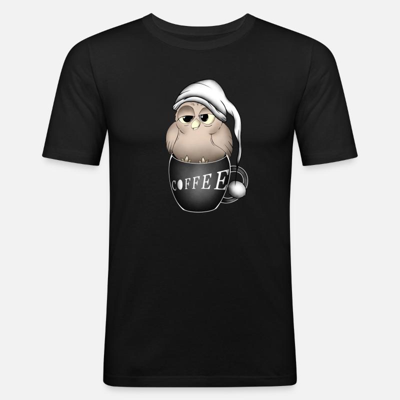 Eule - Männer Slim Fit T-Shirt - Schwarz