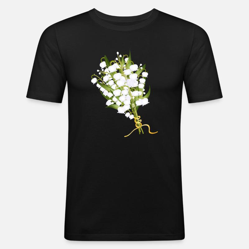 üppiger Maiglöckchen Strauß als Frühlingsgruß - Männer Slim Fit T-Shirt - Schwarz