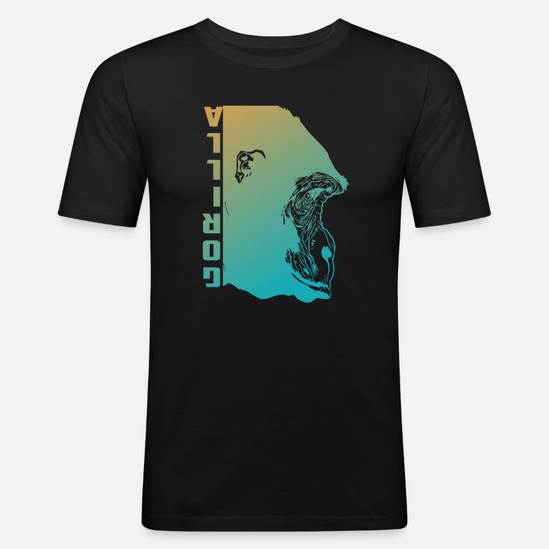 Gorilla Gesicht - Männer Slim Fit T-Shirt - Schwarz