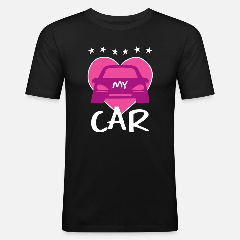 Ich Liebe mein Auto - Männer Slim Fit T-Shirt - Schwarz