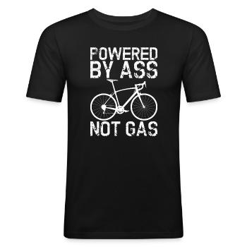 Angetrieben von Bass Not Gas - Männer Slim Fit T-Shirt - Schwarz - Vorne - Nik (191cm)