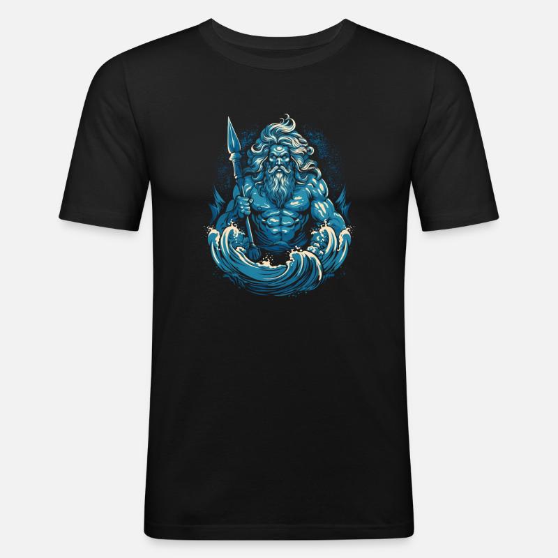 Poseidon - Maglietta aderente da uomo - nero