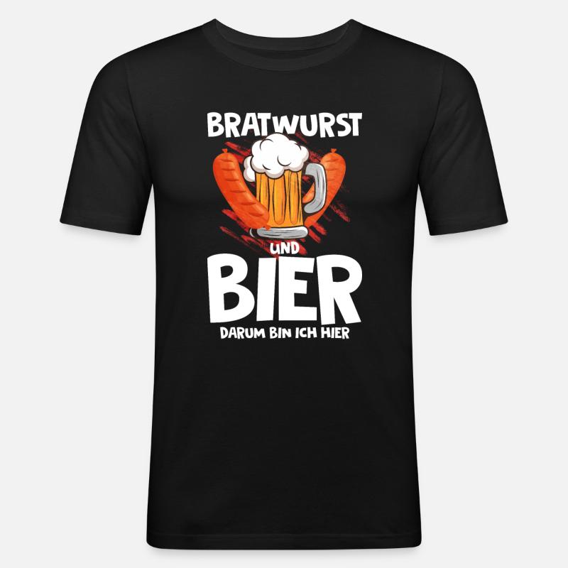 Bratwurst als Geschenk - Männer Slim Fit T-Shirt - Schwarz