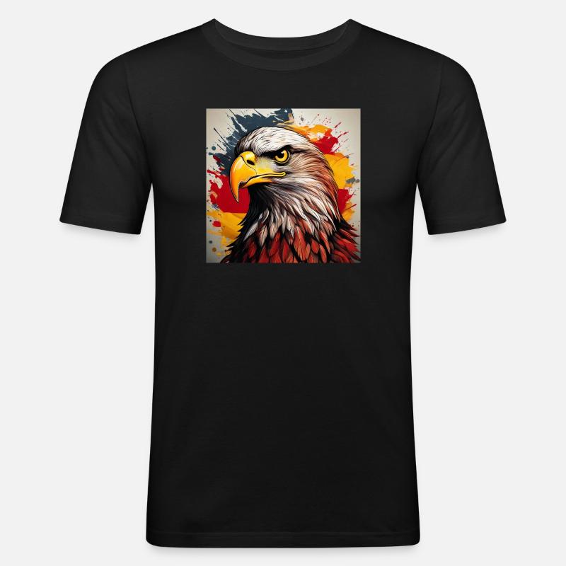 Adlerkopf Kunstspray Explosion - Männer Slim Fit T-Shirt - Schwarz