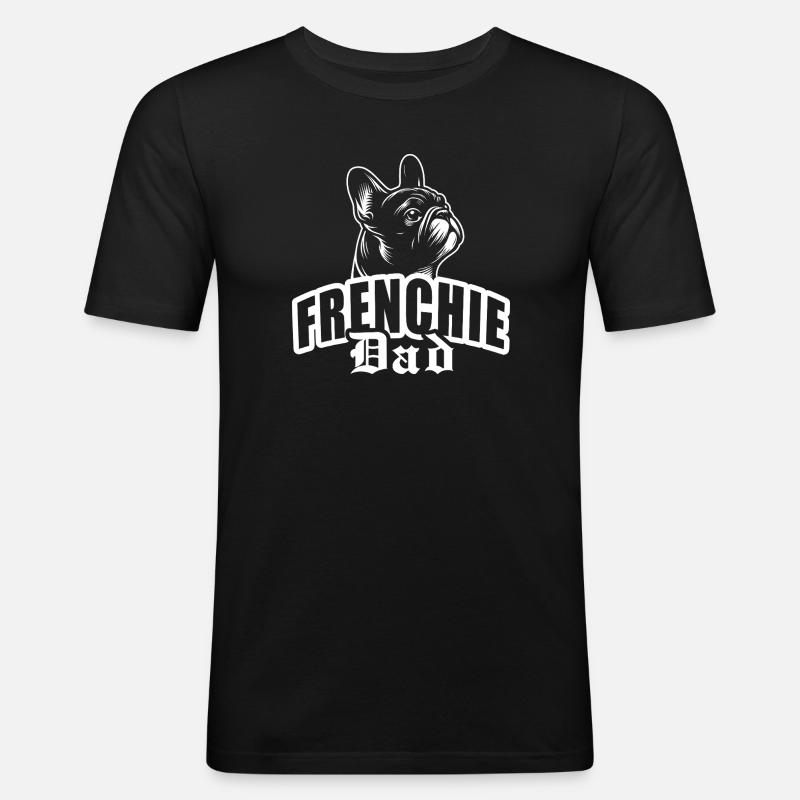 "Frenchie Dad" mit Hundekopf - Männer Slim Fit T-Shirt - Schwarz