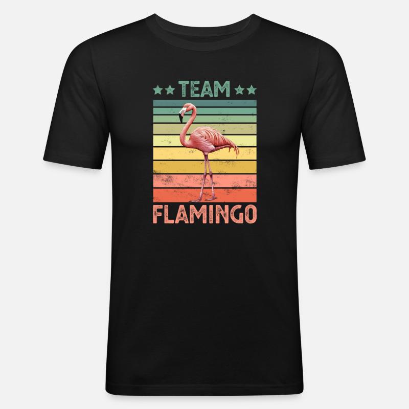 Flamingo - Männer Slim Fit T-Shirt - Schwarz