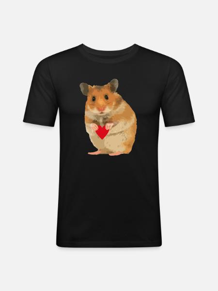 Hamster Menno with heart - Men's Slim Fit T-Shirt - black