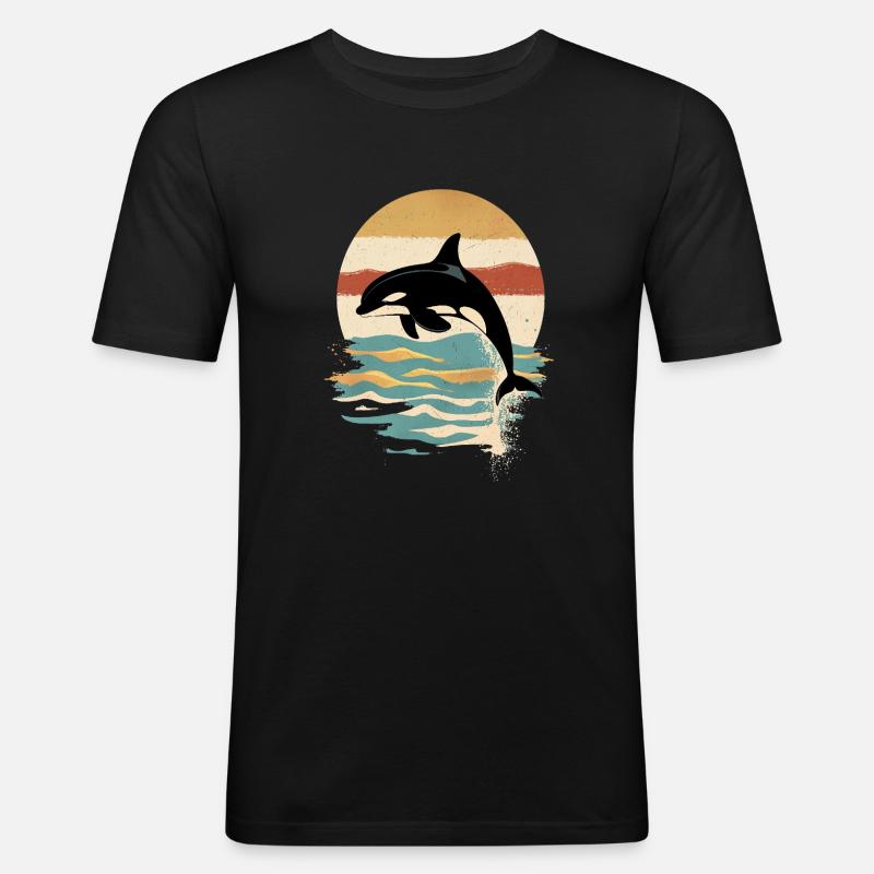 Orca Retro Sunset Ocean - Men's Slim Fit T-Shirt - black