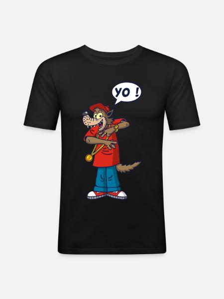 Wolf-Rapper - Männer Slim Fit T-Shirt - Schwarz