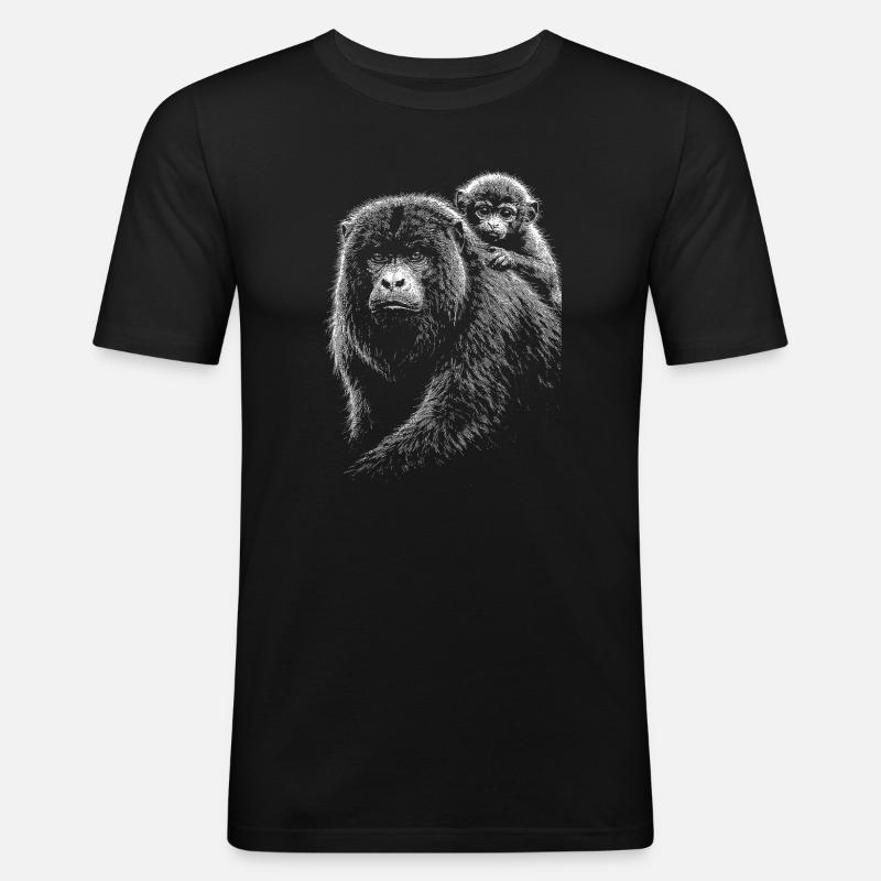 Brüllaffe - Männer Slim Fit T-Shirt - Schwarz