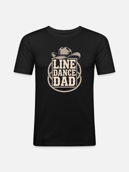 Line Dance Pappa Cowboy-look - Slim Fit T-shirt herr - svart
