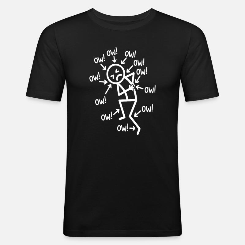 Sympathischer Stickman oder lustige Schmerzgrafik - Männer Slim Fit T-Shirt - Schwarz