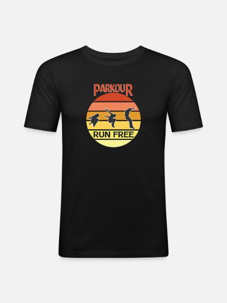 Parkour Run Free - Men's Slim Fit T-Shirt - black