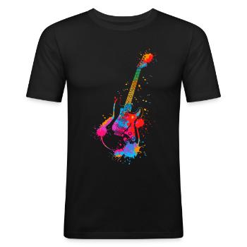 E-Gitarre Splash - Männer Slim Fit T-Shirt - Schwarz - Vorne - Nik (191cm)
