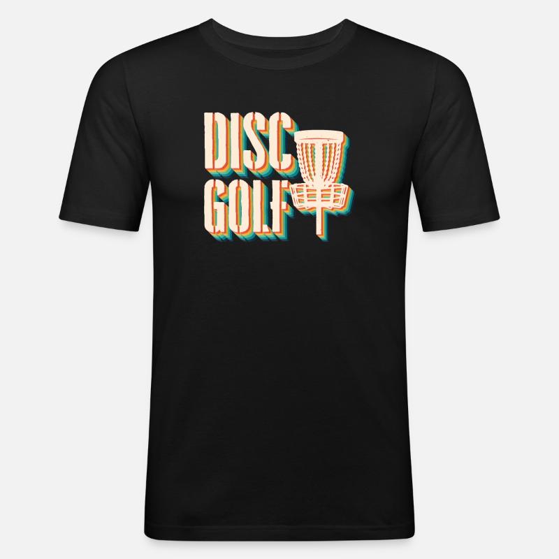 Disc Golf Retro - Männer Slim Fit T-Shirt - Schwarz