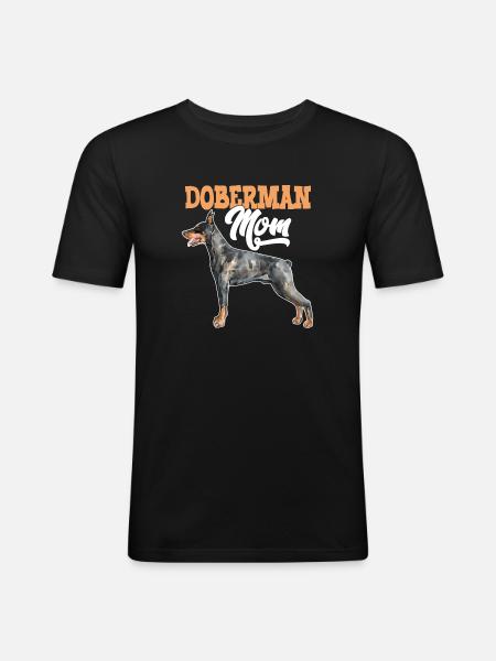 Dobermann Hund Dobermann Mutter - Männer Slim Fit T-Shirt - Schwarz