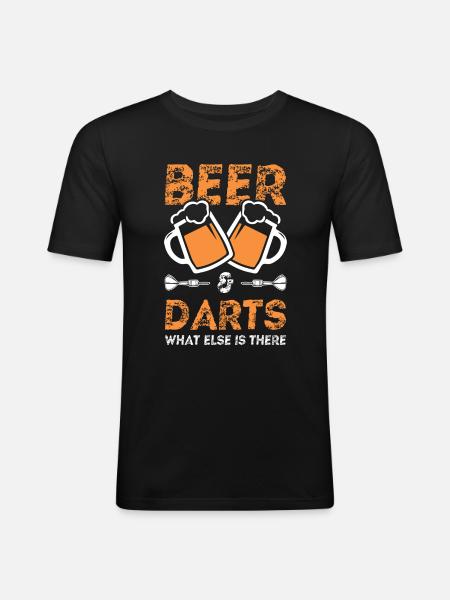 bier und dart - Männer Slim Fit T-Shirt - Schwarz