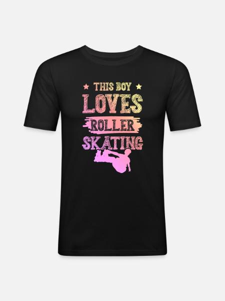 Boy loves roller skates - Men's Slim Fit T-Shirt - black