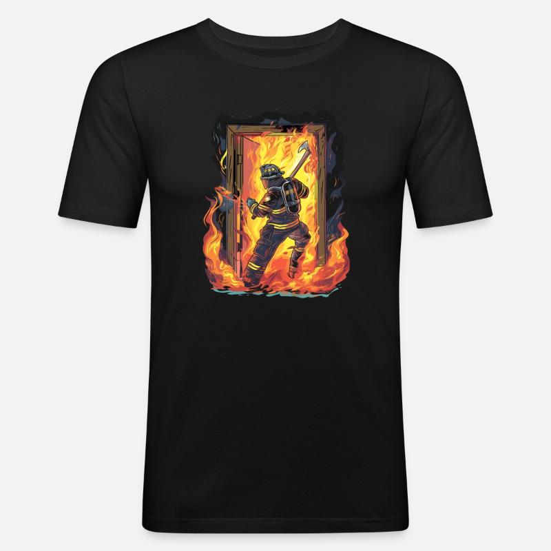 Fire Brigade Firefighter Door - Men's Slim Fit T-Shirt - black