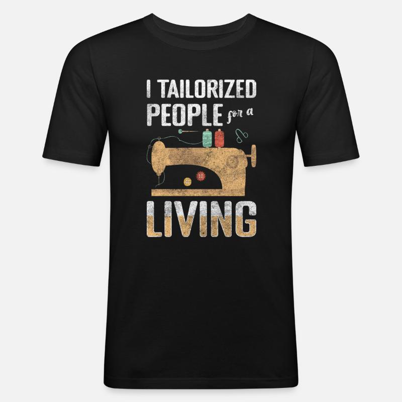 Schneiderin Schere Nähen Nähmaschine - Männer Slim Fit T-Shirt - Schwarz