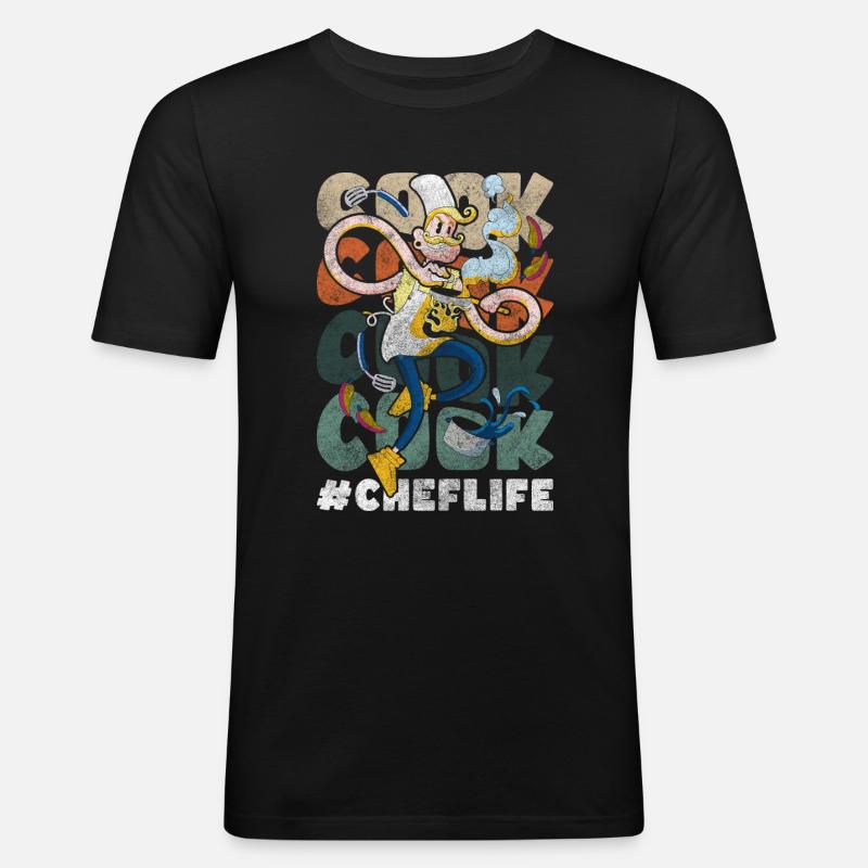 Koch Chef Kochkunst Geschmack - Männer Slim Fit T-Shirt - Schwarz