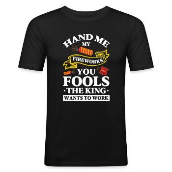 Fireworks, firecrackers, fireworks, fan curve - Men's Slim Fit T-Shirt - black - Front - Nik (191cm)