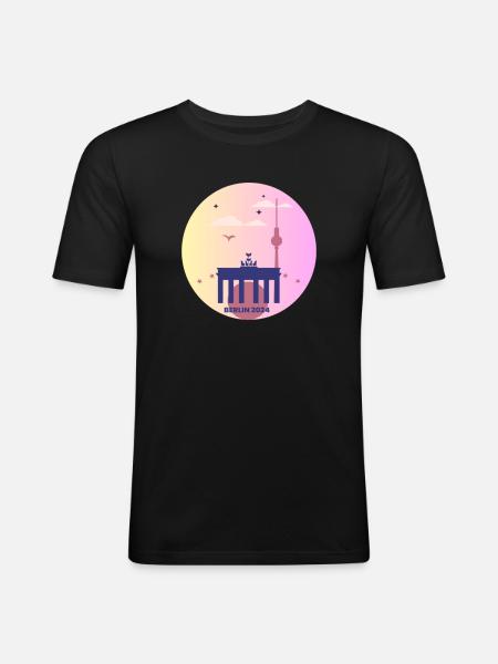 Berlin Chic - Männer Slim Fit T-Shirt - Schwarz