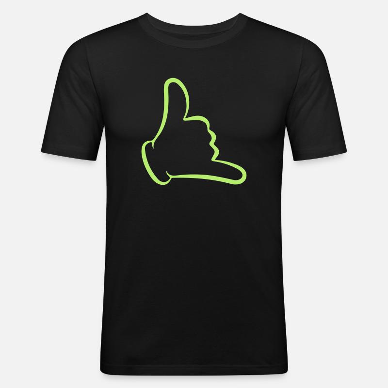 Shaka :) - Männer Slim Fit T-Shirt - Schwarz