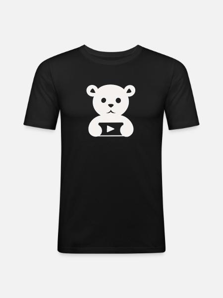 Teddybär creator youtube - Männer Slim Fit T-Shirt - Schwarz