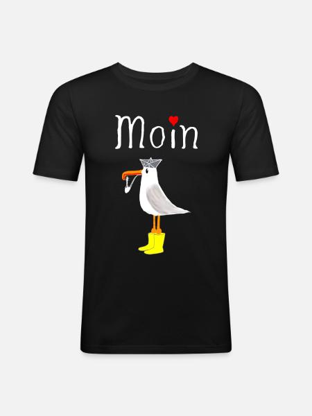 Moin Anker Seemann - Männer Slim Fit T-Shirt - Schwarz