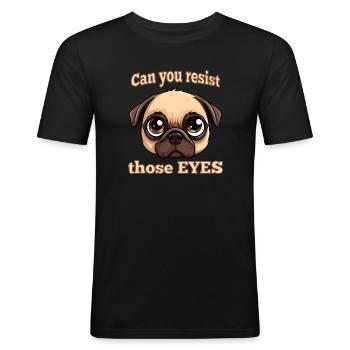 Regard de chien : une mignonnerie irrésistible - T-shirt près du corps Homme - noir - Devant - Nik (191cm)