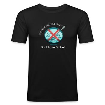 The Ocean is Not a Buffet – Sea Life, Not Seafood - Men's Slim Fit T-Shirt - black - Front - Nik (191cm)