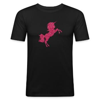Pink Glittering Unicorn Glitter Pink Gemstones - Men's Slim Fit T-Shirt - black - Front - Nik (191cm)