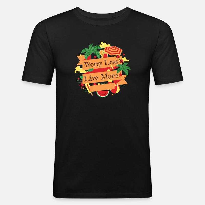 Worry Less - Männer Slim Fit T-Shirt - Schwarz