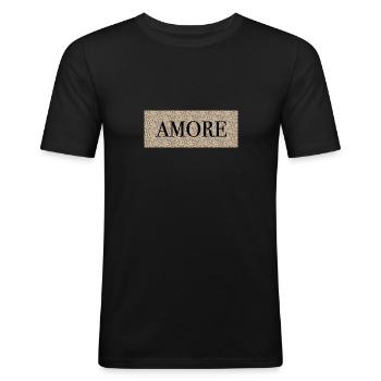 Amore - T-shirt près du corps Homme - noir - Devant - Nik (191cm)