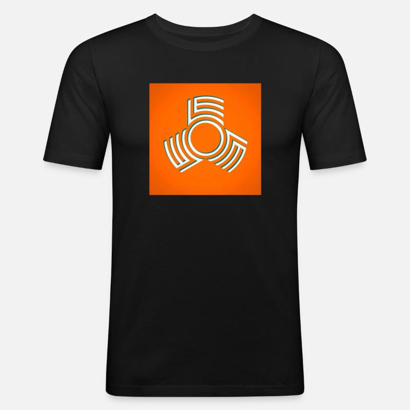 Leo -Triple Orange Version - Männer Slim Fit T-Shirt - Schwarz