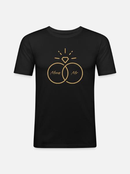 Mariage / Fiançailles - T-shirt près du corps Homme - noir